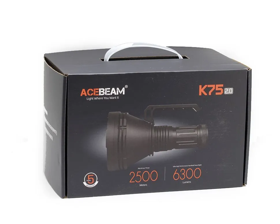 Фонарь Acebeam K75 V2.0, 4 x 18650, Luminus SBT-90.2, 2500 метров, 6300 люмен (+4 шт аккумулятора 18650 3100 мАч)