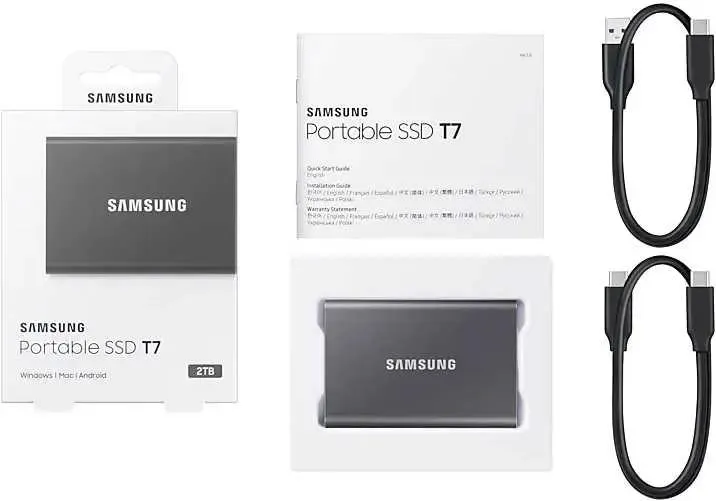 Внешний диск SSD Samsung T7 MU-PC2T0T/WW, 2ТБ, черный