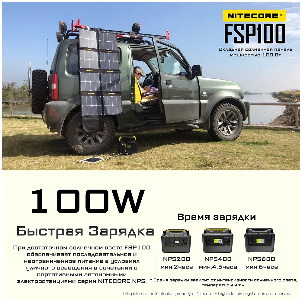 Складная солнечная панель Nitecore FSP100 мощностью 100W