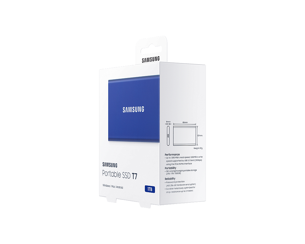 Портативный SSD USB 3.2 T7 1ТБ MU-PC1T0H (Синий)