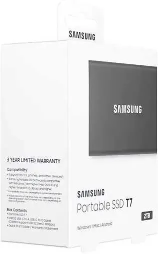 Внешний диск SSD Samsung T7 MU-PC2T0T/WW, 2ТБ, черный